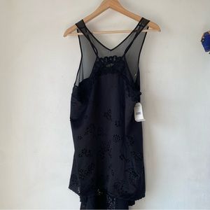 NWT Free People S Black Laser Cut Tunic